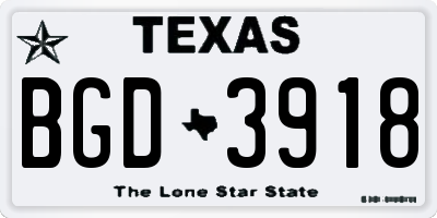 TX license plate BGD3918