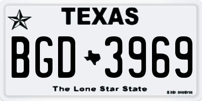 TX license plate BGD3969