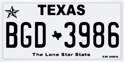 TX license plate BGD3986