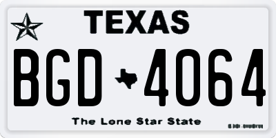 TX license plate BGD4064