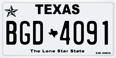 TX license plate BGD4091
