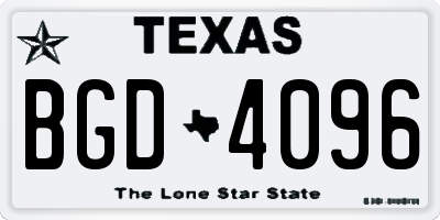 TX license plate BGD4096