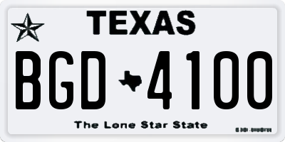 TX license plate BGD4100