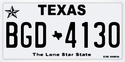 TX license plate BGD4130