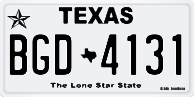 TX license plate BGD4131