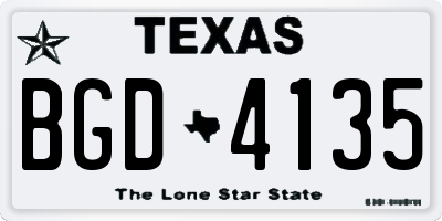 TX license plate BGD4135