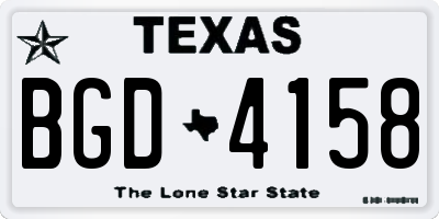 TX license plate BGD4158
