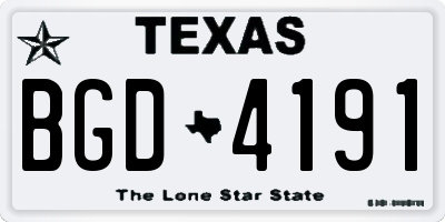 TX license plate BGD4191
