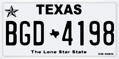 TX license plate BGD4198