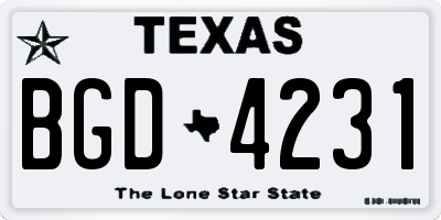 TX license plate BGD4231
