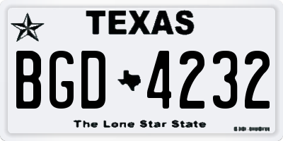 TX license plate BGD4232