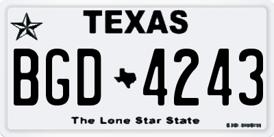 TX license plate BGD4243