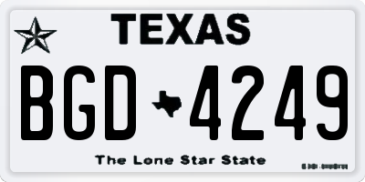TX license plate BGD4249