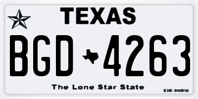 TX license plate BGD4263