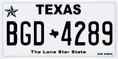 TX license plate BGD4289