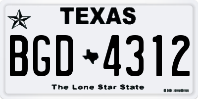 TX license plate BGD4312
