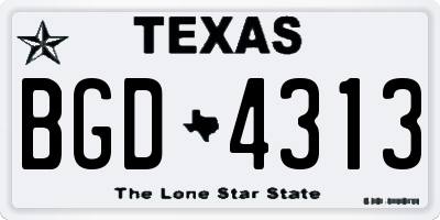 TX license plate BGD4313