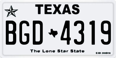 TX license plate BGD4319
