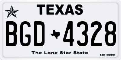 TX license plate BGD4328
