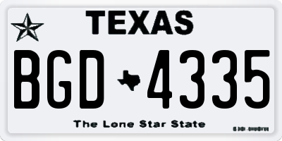 TX license plate BGD4335