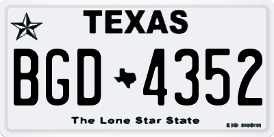 TX license plate BGD4352