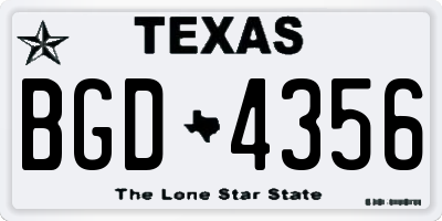 TX license plate BGD4356