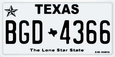 TX license plate BGD4366