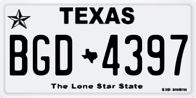 TX license plate BGD4397