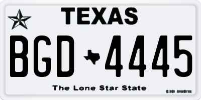 TX license plate BGD4445