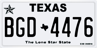 TX license plate BGD4476