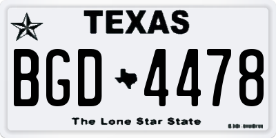 TX license plate BGD4478