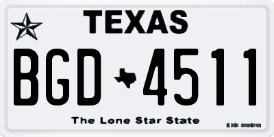 TX license plate BGD4511