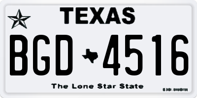 TX license plate BGD4516