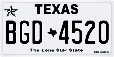 TX license plate BGD4520