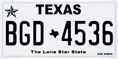 TX license plate BGD4536