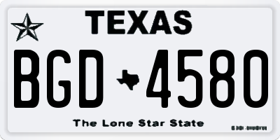 TX license plate BGD4580