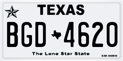 TX license plate BGD4620