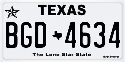 TX license plate BGD4634