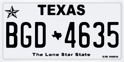 TX license plate BGD4635