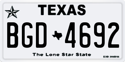 TX license plate BGD4692