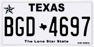 TX license plate BGD4697
