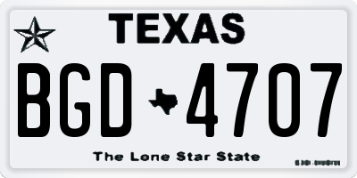 TX license plate BGD4707