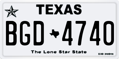 TX license plate BGD4740