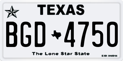 TX license plate BGD4750