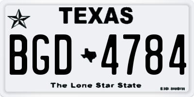 TX license plate BGD4784