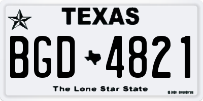 TX license plate BGD4821