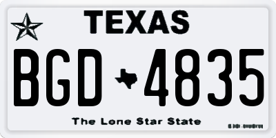 TX license plate BGD4835