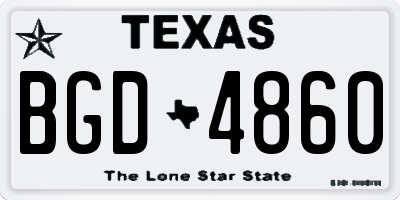 TX license plate BGD4860