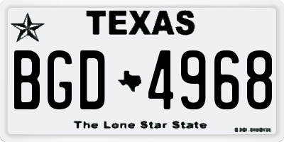 TX license plate BGD4968