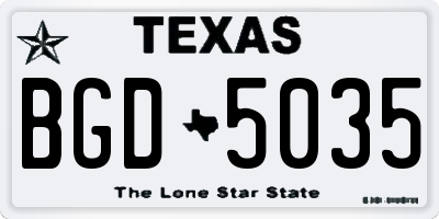 TX license plate BGD5035